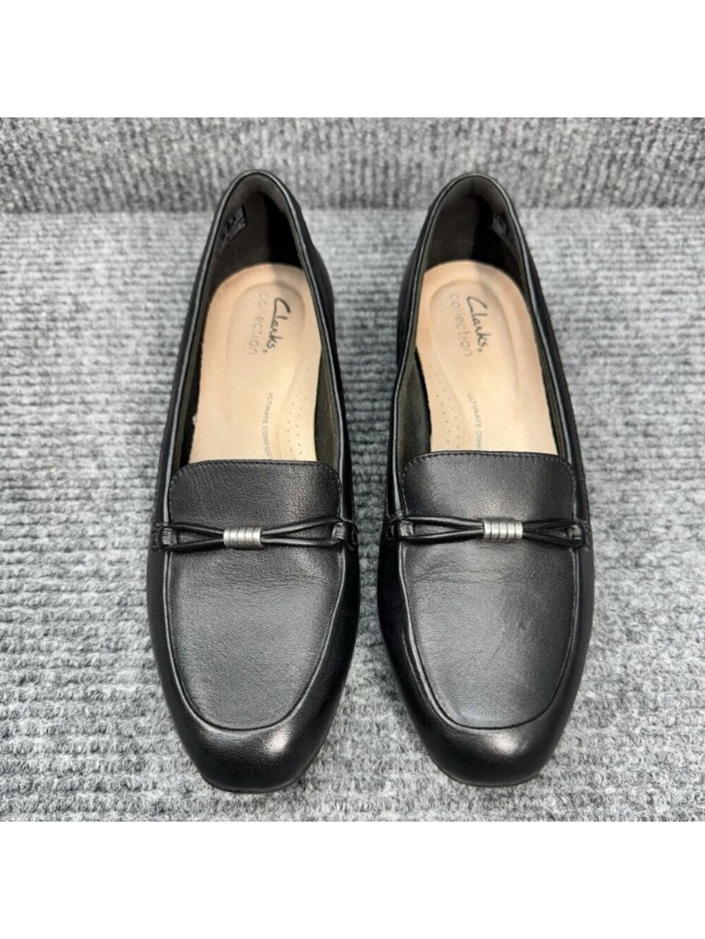 Clarks Juliet Shine Shoes Women’s 7.5 Black Leather Slip On Loafers Dress Career - Picture 3 of 10